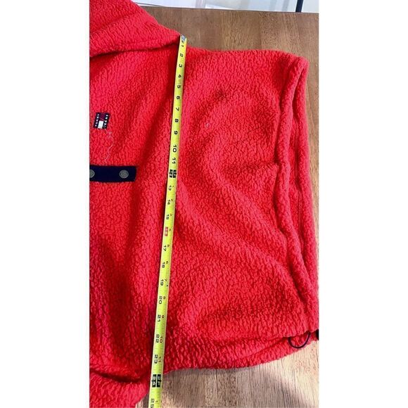TOMMY JEANS RED FLEECE BLACK TRIM SWEATER PULLOVER TOP JACKET WOMENS SZ XL P1-26 - Picture 10 of 12